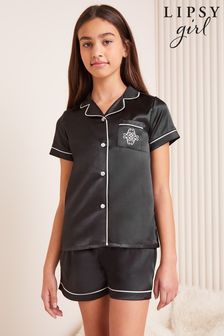 Lipsy Black Satin Pyjamas (K84106) | $32 - $46