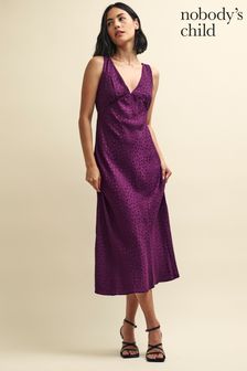 Nobodys Child Purple Helena Jacquard Midi Dress (K84141) | €35