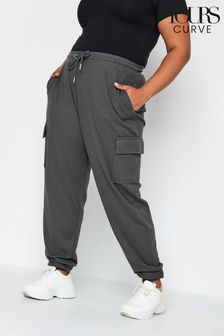 Grey - Yours Curve Ribbed Cargo Joggers (K84161) | kr490