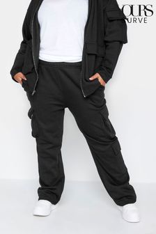 Yours Curve Black Straight Leg Multipocket Joggers (K84164) | SGD 52