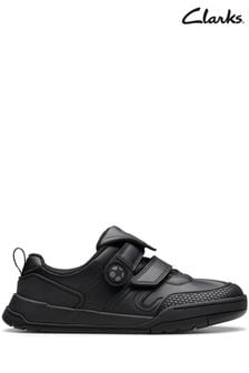Clarks Black Leather Laser Track K Shoes (K84216) | kr880 - kr920