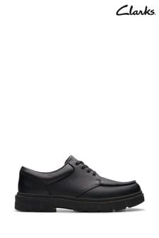 Clarks Black Leather Lorcam Edge Y Shoes (K84228) | €87 - €91