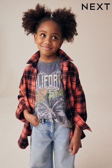 Red 100% Cotton Check Shirt And T-Shirt Set (3-16yrs) (K84250) | €34 - €43