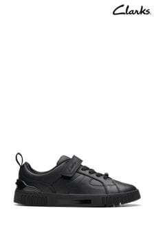 Clarks Black Leather Oslo Sky K Shoes (K84281) | HK$494
