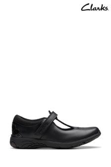 Clarks Black Leather Relda Gem K Shoes (K84310) | €61