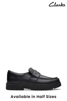 Clarks Black Standard Fit (F) Leather Lorcam Craft Shoes (K84311) | €69 - €71