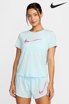 Hellblau - Nike One Swoosh Dri-fit Short-sleeve Graphic Running Top (K84397) | 58 €