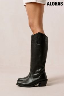 Alohas Black Mount Black Leather Cowboy Boots (K84588) | €383