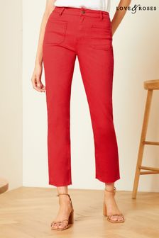 Red - Love & Roses Slim Crop Jeans (K84613) | kr730