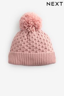 Pink Waffle Knit - Baby Pom Hat (0mths-2yrs) (K84759) | 9 €