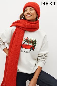 Ecru Graphic Christmas Sweatshirt (K84821) | ￥4,610