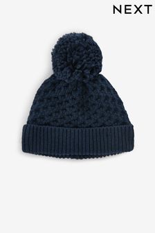 Childrens navy bobble hat cheap