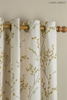 Laura Ashley Ochre Pussy Willow Lined Eyelet Curtains