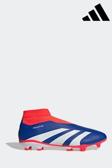 adidas Blue/White Predator League Laceless Firm Ground Boots (K85442) | $135