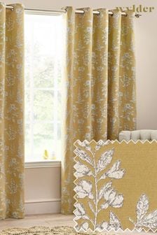 Wylder Nature Gold Sophia Floral Jacquard Eyelet Curtains (K85612) | €65 - €163