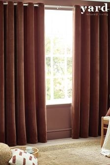 Yard Nutmeg Brown Heavy Chenille Velvet Eyelet Curtains (K85615) | $111 - $283