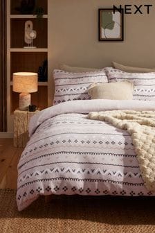 Natural Fairisle Printed Fleece Duvet Cover and Pillowcase Set (K85631) | $47 - $102