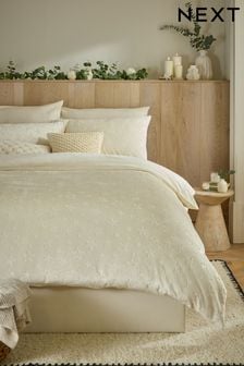 Cream Embossed Star Fleece Duvet Cover and Pillowcase Set (K85671) | €33 - €72