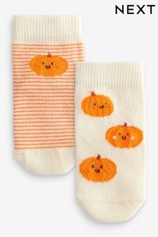 Orange Pumpkin Halloween 2 Pack Baby Socks (0mths-2yrs) (K85809) | $6