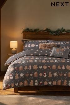 Grey/Brown Christmas Reversible Duvet Cover and Pillowcase Set (K85883) | kr180 - kr440