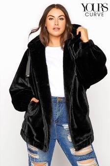 Yours Curve Black Faux Fur Jacket (K86024) | OMR39