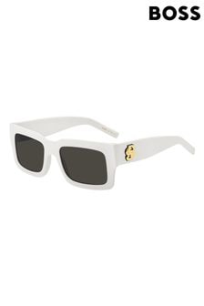 BOSS White 1654/S Rectangular Sunglasses (K86213) | kr3 570