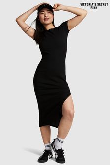 Victoria's Secret PINK Pure Black Short Sleeve Midi Dress (K86324) | €41