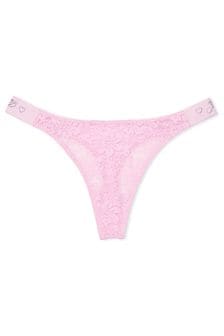 Victoria's Secret PINK Pink Bubble Shine Lace Thong Logo Knickers (K86350) | €10