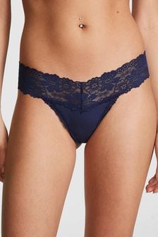 Midnight Navy Blue Lace Trim Rib - Ružové nohavičky Victoria's Secret (K86358) | €13