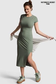 Victoria's Secret PINK Forest Pine Green Short Sleeve Midi Dress (K86360) | €52