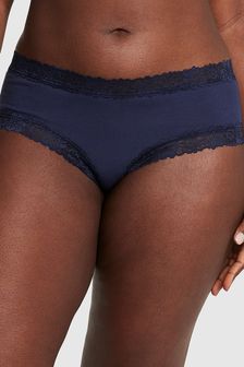 Victoria's Secret PINK Midnight Navy Blue Lace Trim Rib Cheeky Knickers (K86370) | kr160