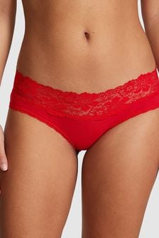 Victoria's Secret PINK Pin Up Red Lace Trim Rib Hipster Knickers (K86372) | €12