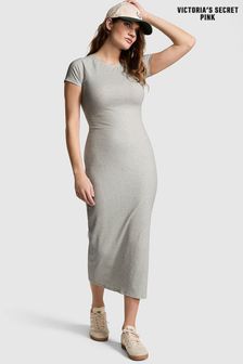 Victoria's Secret PINK Heather Stone Grey Short Sleeve Midi Dress (K86421) | €52