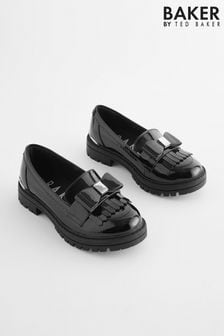 Baker by Ted Baker Girls Black Loafer Shoes with Bow (K86435) | $89 - $93