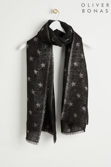 Черный легкий шарф со звездами металлик Oliver Bonas (K86466) | €14
