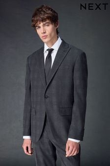 Charcoal Grey Slim Fit Check Suit Jacket (K86528) | €131