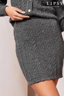 Lipsy Grey Cable Column Mini Skirt (K86597) | OMR12