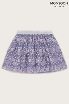 Monsoon Purple Floral Lace Embroidered Skirt (K86619) | HK$288 - HK$329
