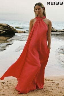 Reiss Coral Odell Linen Blend Drape Maxi Dress (K87081) | BGN 818