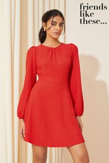 Friends Like These Red Long Sleeve Textured Mini Dress (K87288) | €45
