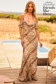 Friends Like These Cold Shoulder Cowl Neck Maxi Dress