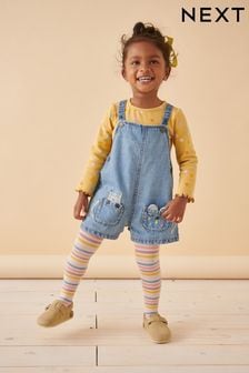 Denim Cat Embellished Dungaree 3 Piece Set (3mths-7yrs) (K87497) | €35 - €39