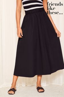Friends Like These Black Boho Maxi Tiered Cotton Skirt (K87514) | kr590