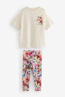 Multi Colour Flower T-Shirt And Leggings Set (3-16yrs) (K88179) | AED82 - AED111
