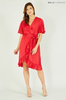 Mela Satin Wrap Dress