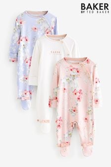 Baker by Ted Baker Multi Blossom Sleepsuits 3 Pack (K88230) | KRW85,400 - KRW91,800