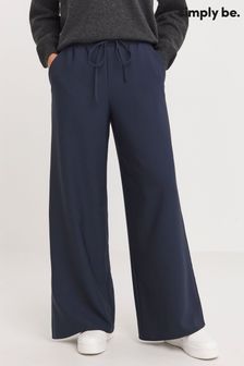 Simply Be Blue Drawcord Wide Leg Trousers (K88291) | LEI 179
