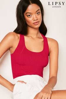 Lipsy Red Fitted Knit Chevron Vest (K88320) | $45