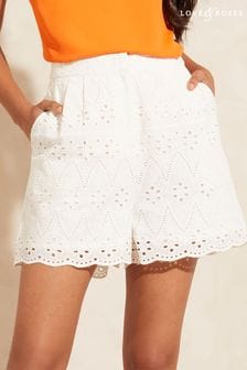 Love & Roses Ivory White Petite Broderie Shorts (K88533) | OMR19