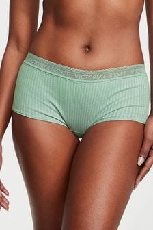 Victoria's Secret Seasalt Green Drop Needle Pointelle Short Logo Cotton Knickers (K89019) | kr160